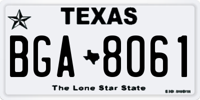 TX license plate BGA8061