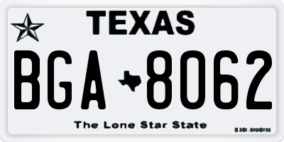 TX license plate BGA8062