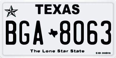 TX license plate BGA8063