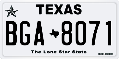 TX license plate BGA8071