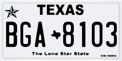 TX license plate BGA8103