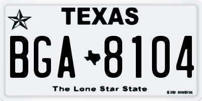 TX license plate BGA8104