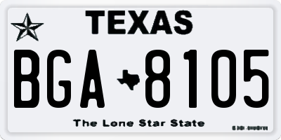 TX license plate BGA8105