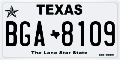 TX license plate BGA8109