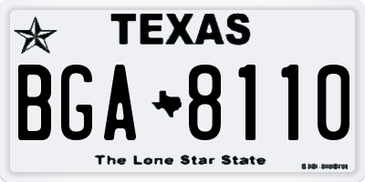 TX license plate BGA8110
