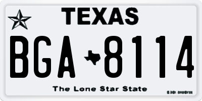 TX license plate BGA8114