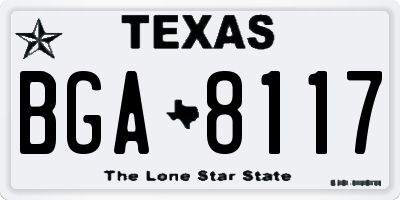 TX license plate BGA8117