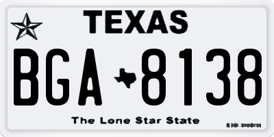 TX license plate BGA8138