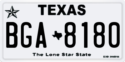 TX license plate BGA8180