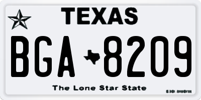 TX license plate BGA8209