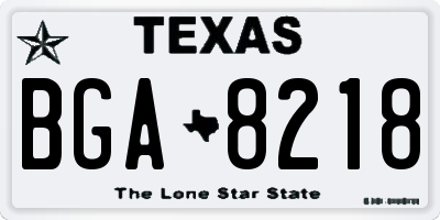 TX license plate BGA8218