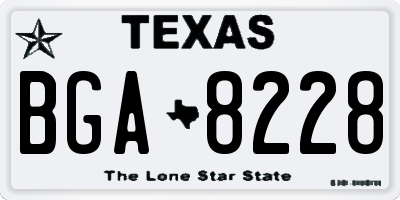 TX license plate BGA8228