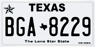 TX license plate BGA8229