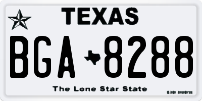 TX license plate BGA8288