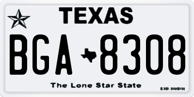 TX license plate BGA8308