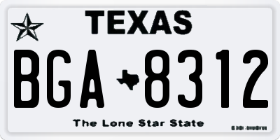 TX license plate BGA8312