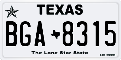 TX license plate BGA8315