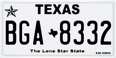 TX license plate BGA8332