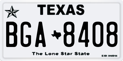 TX license plate BGA8408