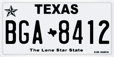 TX license plate BGA8412