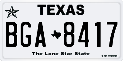 TX license plate BGA8417