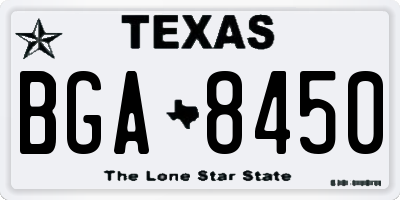 TX license plate BGA8450