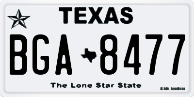 TX license plate BGA8477