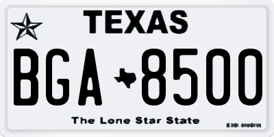 TX license plate BGA8500