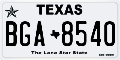 TX license plate BGA8540