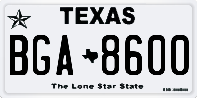 TX license plate BGA8600
