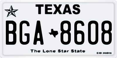 TX license plate BGA8608