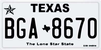 TX license plate BGA8670