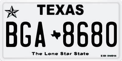 TX license plate BGA8680
