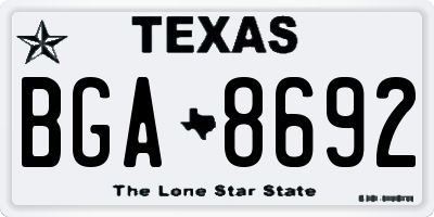 TX license plate BGA8692