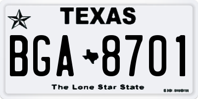 TX license plate BGA8701