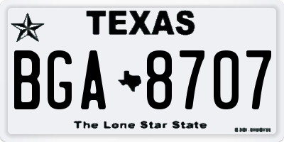 TX license plate BGA8707