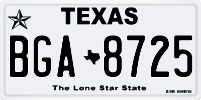 TX license plate BGA8725