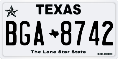 TX license plate BGA8742