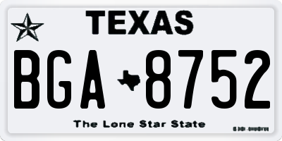 TX license plate BGA8752