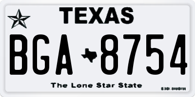 TX license plate BGA8754