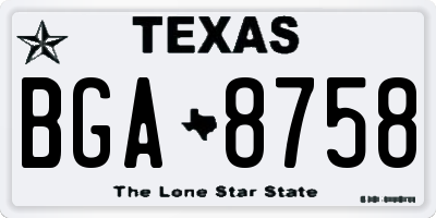 TX license plate BGA8758