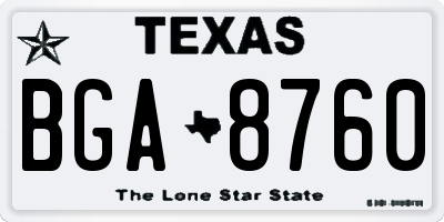 TX license plate BGA8760