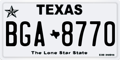 TX license plate BGA8770