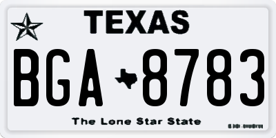 TX license plate BGA8783