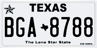 TX license plate BGA8788