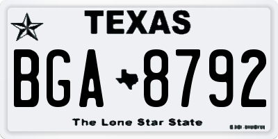 TX license plate BGA8792