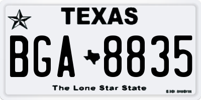 TX license plate BGA8835