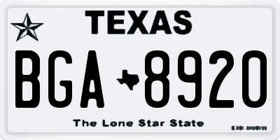 TX license plate BGA8920