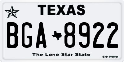 TX license plate BGA8922
