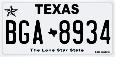 TX license plate BGA8934